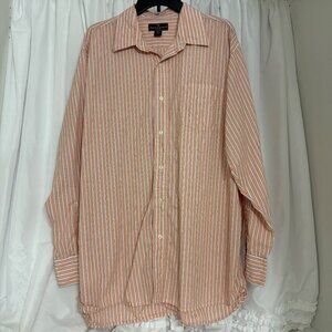 Steve & Barrys Mens Orange & White Striped Button-Up Shirt XL Cotton